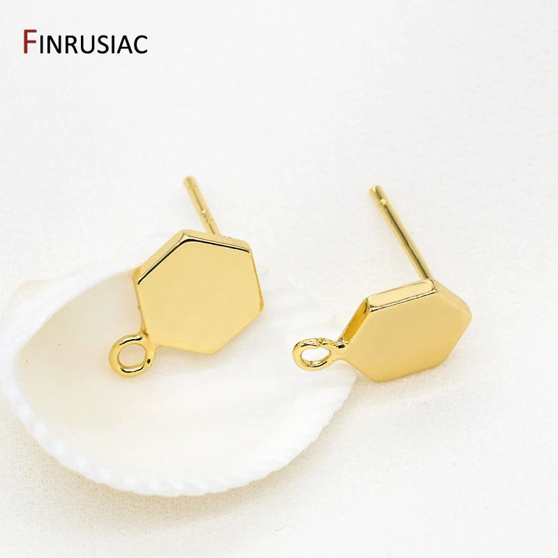 Jewellery Making Supplies 14K Real Gold Plated Creative 6 Styles DIY Earrings Accessories Earrings Hooks Fittings Wholesale