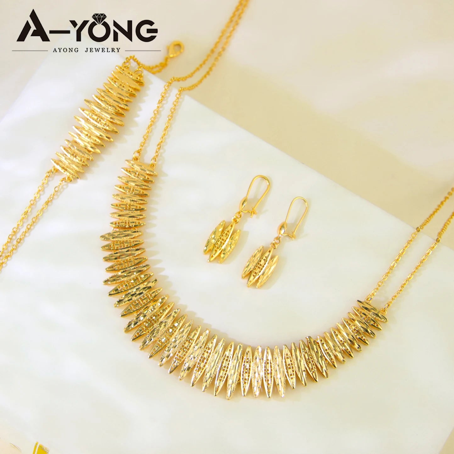 Premium Dubai Bridal Wedding Jewelry Set 21k Gold Plated Arabic Zirconia Geometric Necklace Moroccan Women Vintage Jewelrys