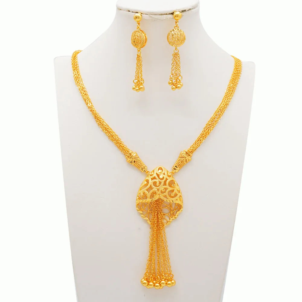 24K Pure Gold (AU999) Dubai Jewelry Set, Craft Your Queenly Presence