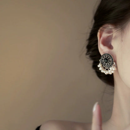 Miao Maiden Pearl Earrings Niche Advanced Retro
