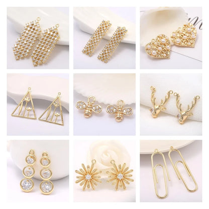 Jewellery Making Supplies 14K Real Gold Plated Creative 6 Styles DIY Earrings Accessories Earrings Hooks Fittings Wholesale