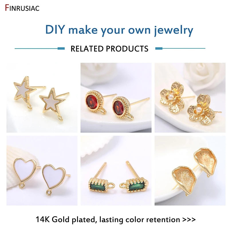 Jewellery Making Supplies 14K Real Gold Plated Creative 6 Styles DIY Earrings Accessories Earrings Hooks Fittings Wholesale