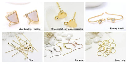 Jewellery Making Supplies 14K Real Gold Plated Creative 6 Styles DIY Earrings Accessories Earrings Hooks Fittings Wholesale