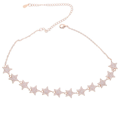 European Women Luxury Jewelry Micro Pave Cz Bling Sparking Star Charm Choker Luxury Wedding Gift Star Chocker Necklace for Women