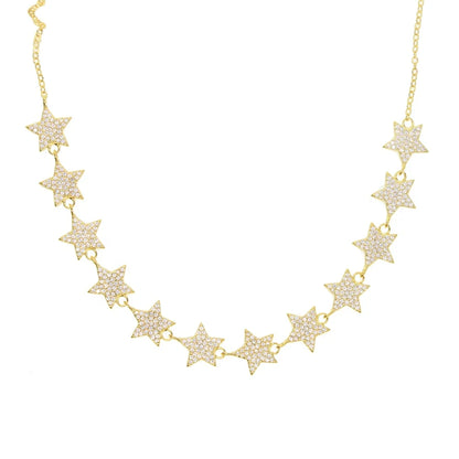European Women Luxury Jewelry Micro Pave Cz Bling Sparking Star Charm Choker Luxury Wedding Gift Star Chocker Necklace for Women