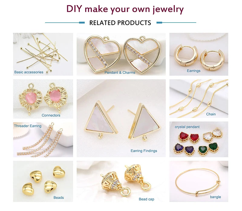 Jewellery Making Supplies 14K Real Gold Plated Creative 6 Styles DIY Earrings Accessories Earrings Hooks Fittings Wholesale