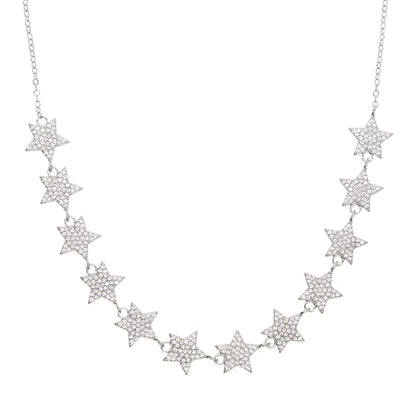 European Women Luxury Jewelry Micro Pave Cz Bling Sparking Star Charm Choker Luxury Wedding Gift Star Chocker Necklace for Women