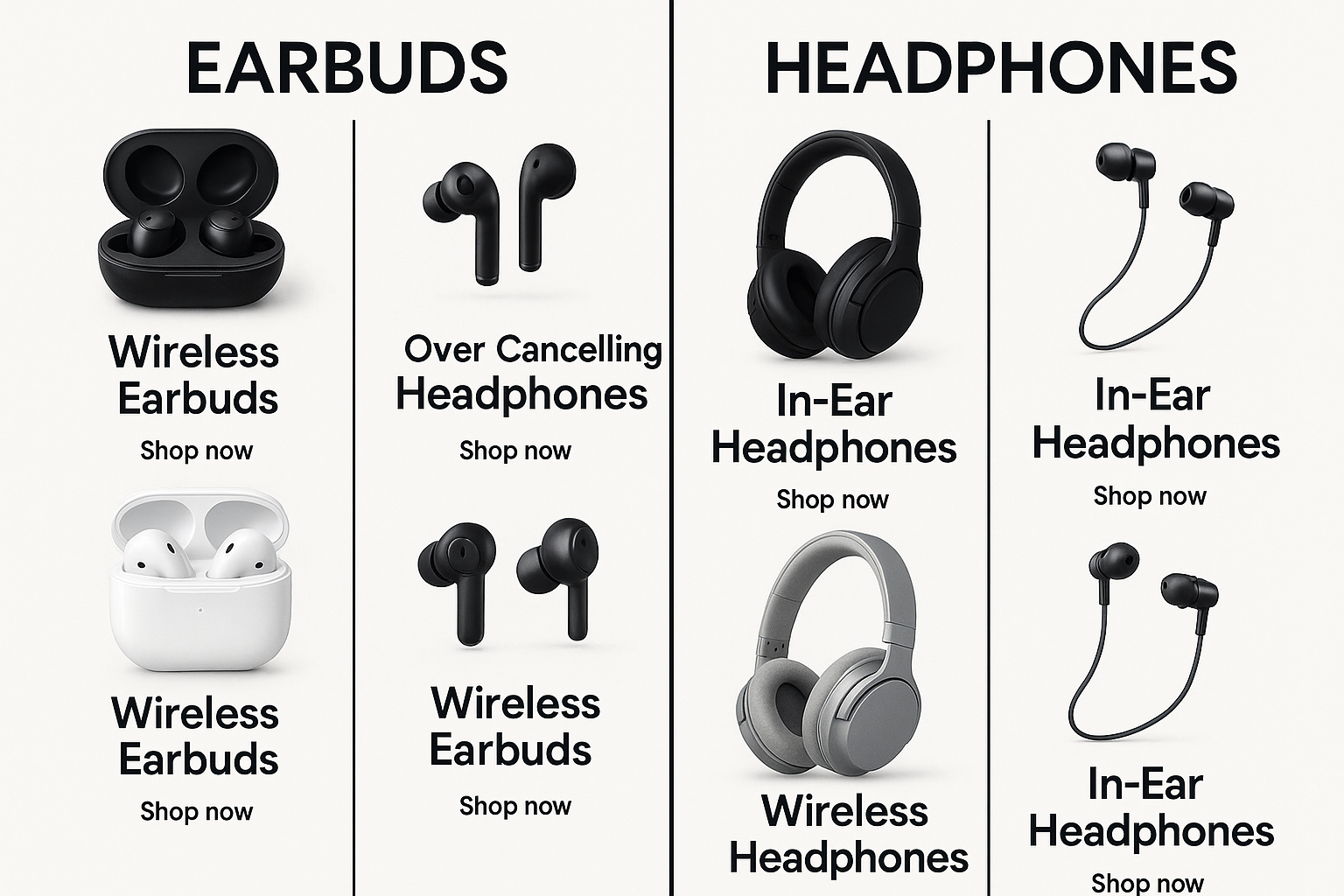 ad multicolumn photo  earbuds & Headphones