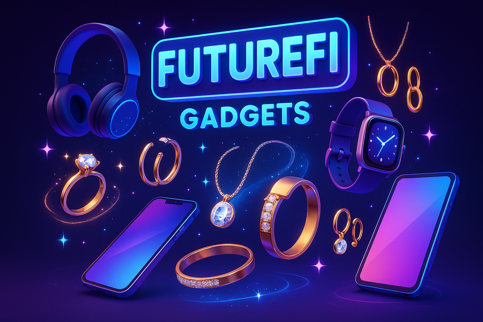 mera shopify store hai store ka naam future fi gadgets haio b catogry electronics & gadgets hai mujhe jewellery bhi aad krna hai to ek acchha sa image ganrate kar ke do 3d animated futurefi 